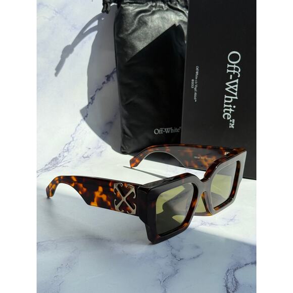 NEW Off White Catalina Brown Square Unisex Sunglasses - Picture 4 of 5